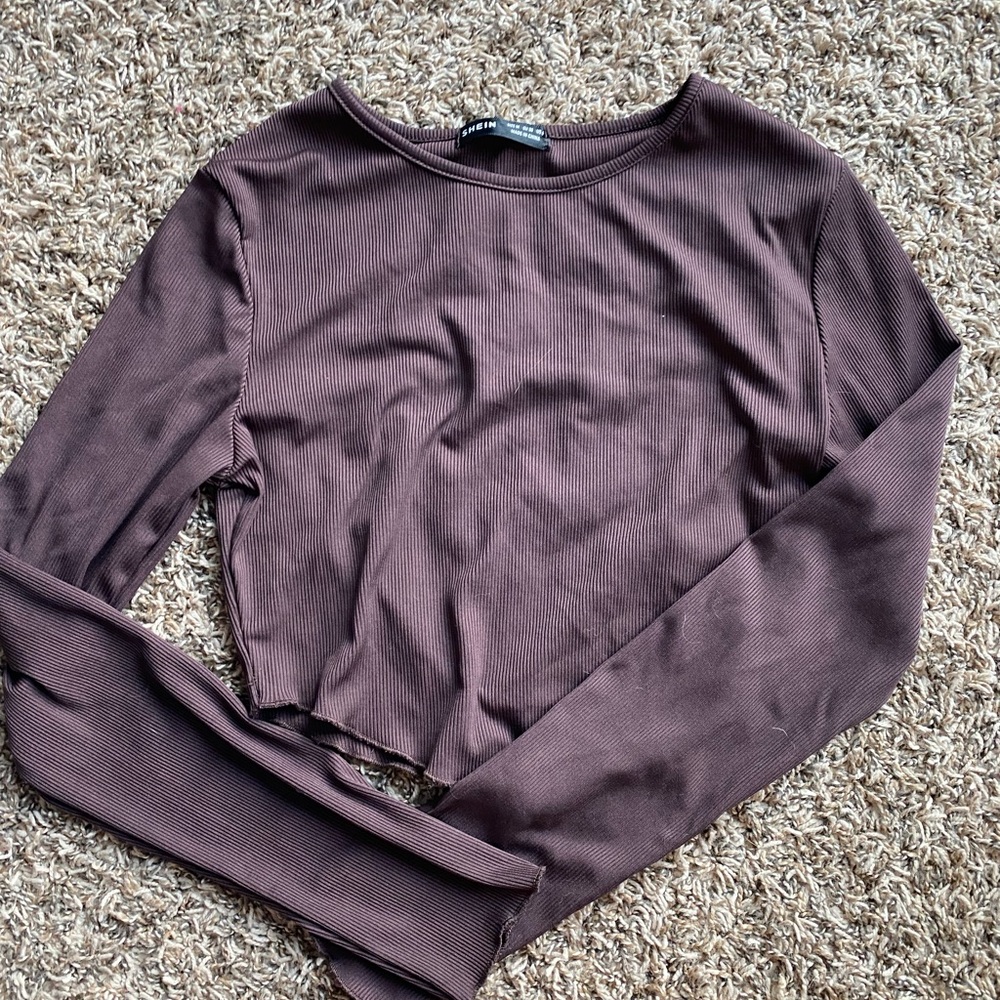 SHEIN Brown Long Sleeve Top